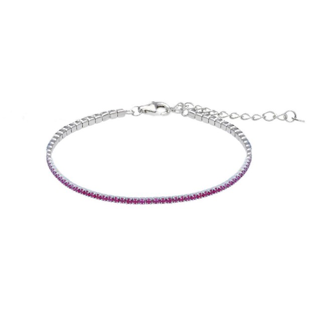 Bracciale tennis in argento rosè 925/°°° e cristalli artificiali rosa