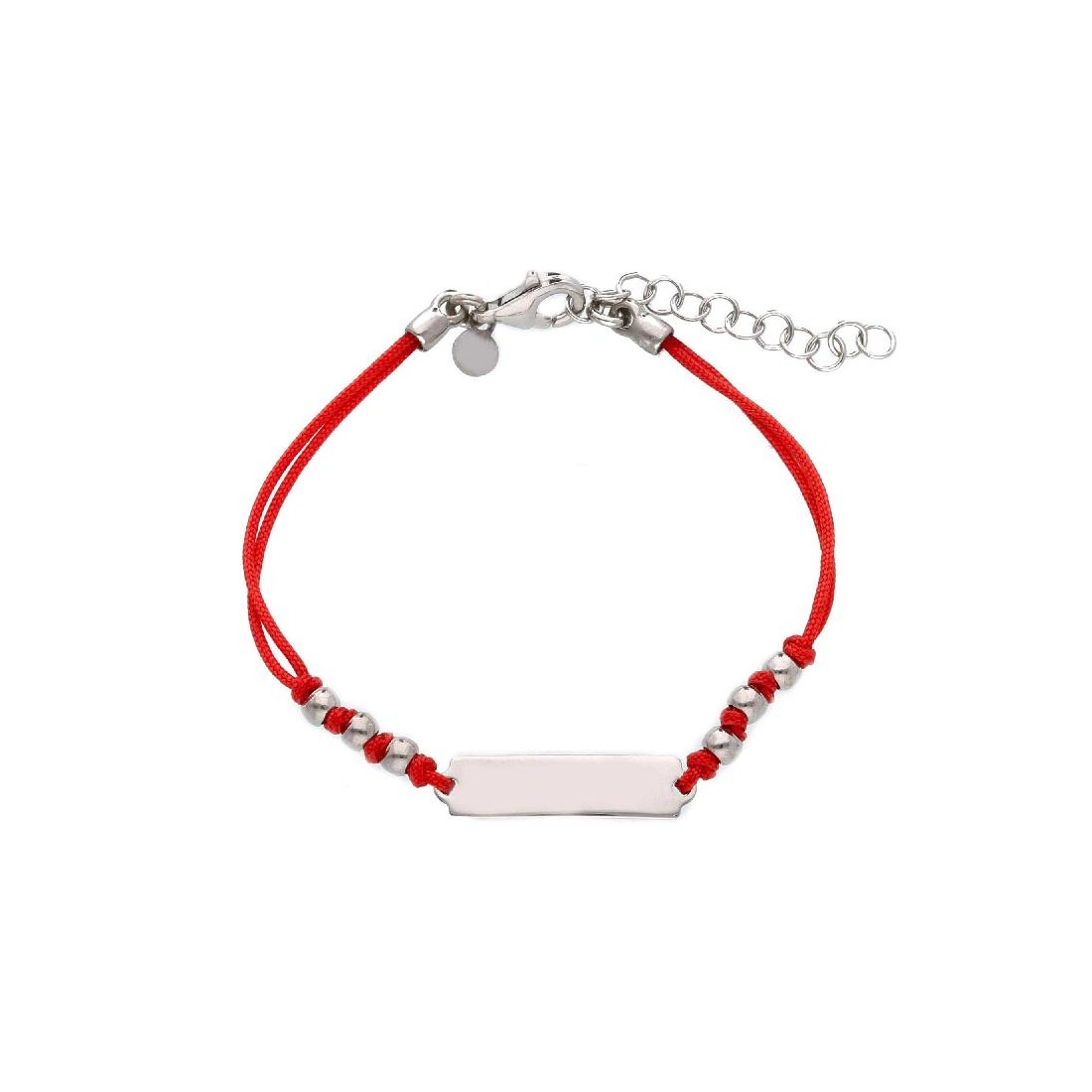 Bracciale targa con cordino in argento 925/ooo