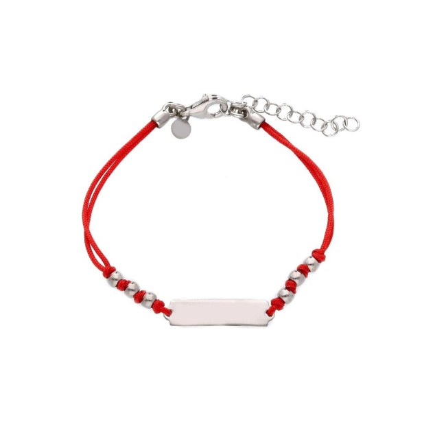 Bracciale targa con cordino in argento 925/ooo