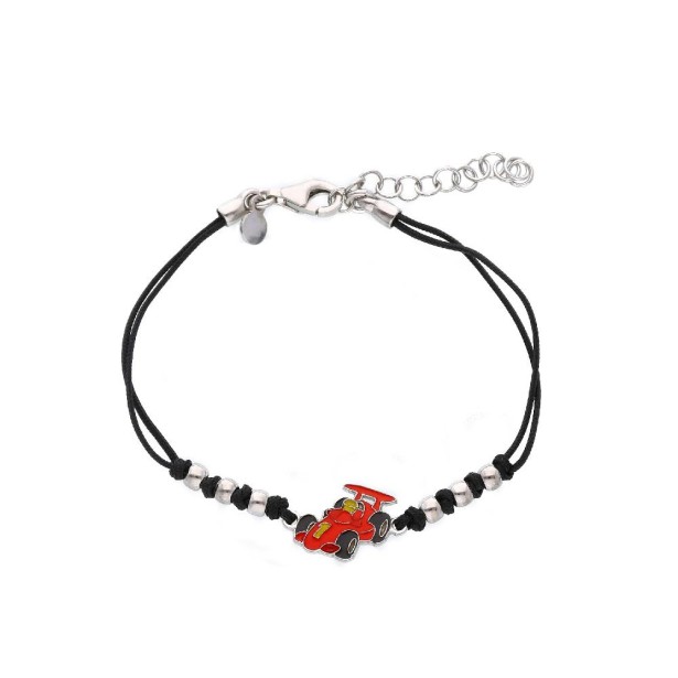 Bracciale in argento 925/°°°, cotone e smalto con macchina