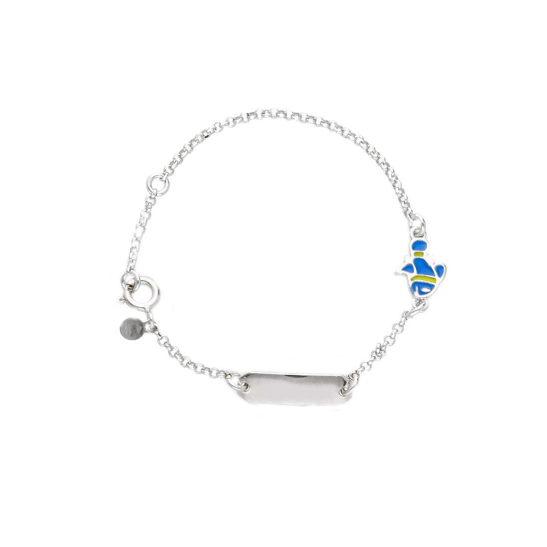 Bracciale targa in argento 925/°°° e smalto con pesce