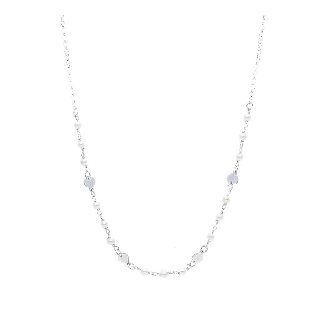 Girocollo in argento 925/ooo e perla con cuore