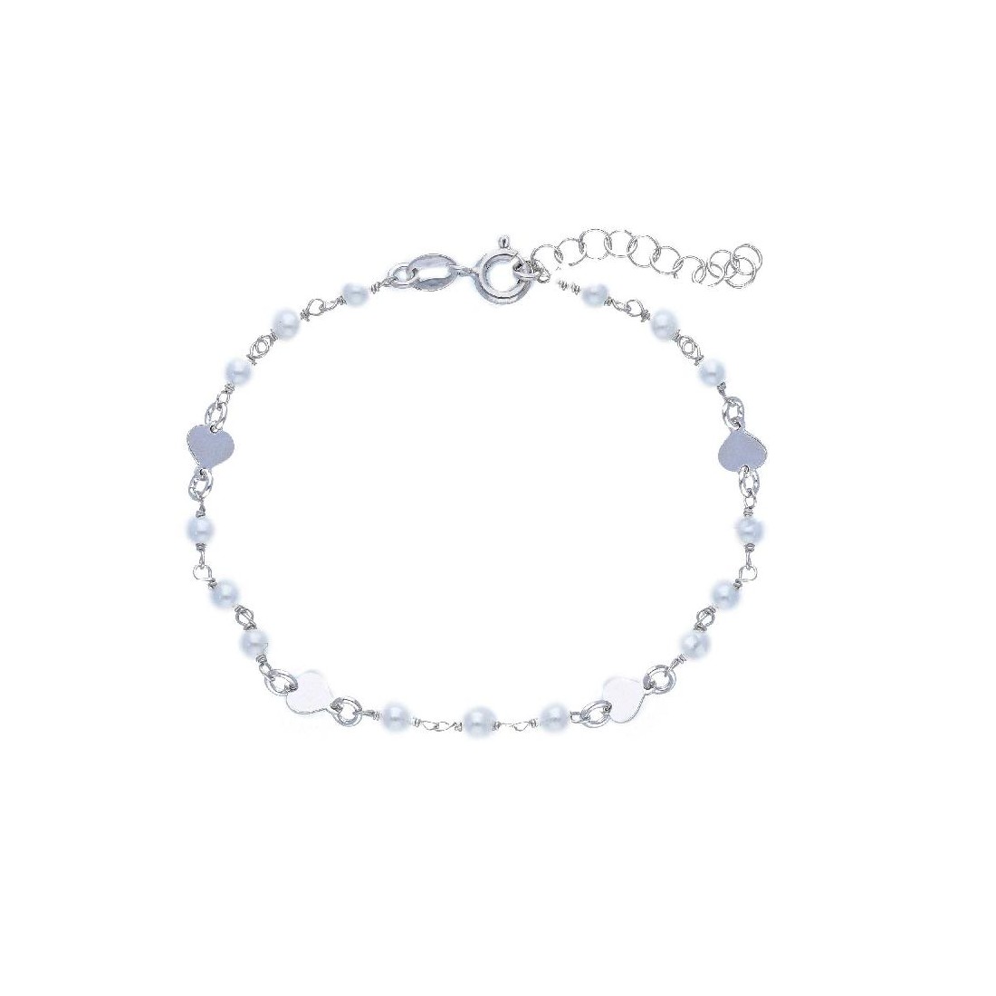 Bracciale in argento 925/ooo e perla con cuore