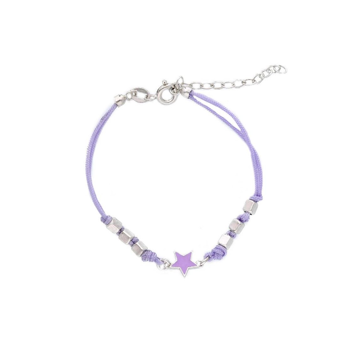 Bracciale con cordino e stella in argento 925/ooo e smalto