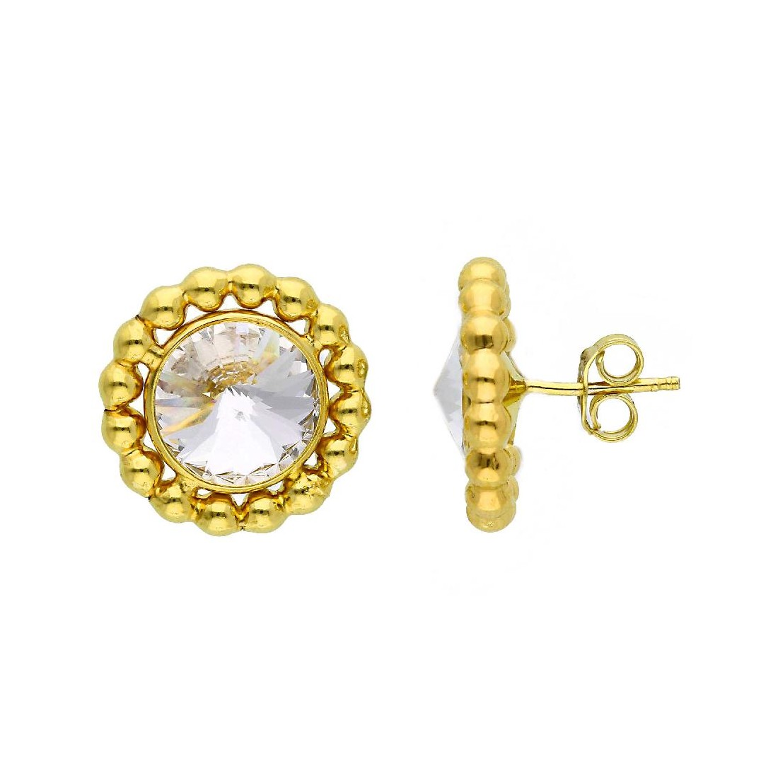 Orecchini lobo in argento dorato 925/ooo e cristallo artificiale