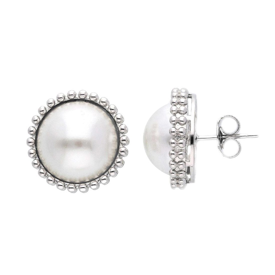 Orecchini lobo in argento 925/ooo zirconia cubica e perla