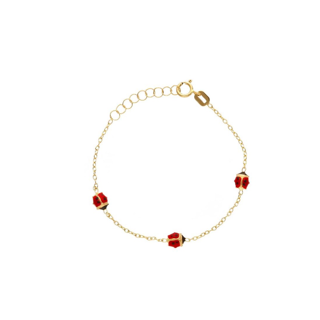 Bracciale in oro giallo 750/ooo e smalto con coccinella