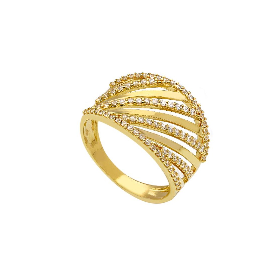 Anello in oro giallo 750/°°° e zirconia cubica