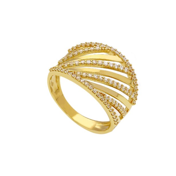 Anello in oro giallo 750/°°° e zirconia cubica