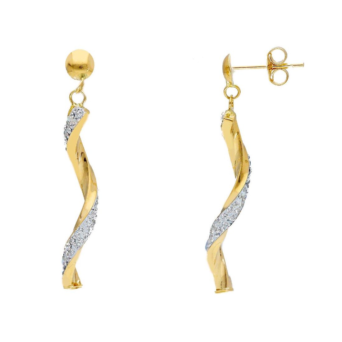 Orecchini pendenti in oro giallo 750/°°° e cristallo artificiale