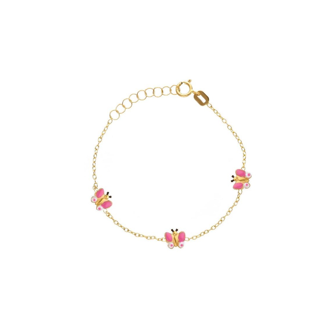 Bracciale in oro giallo 750/ooo e smalto con farfalla