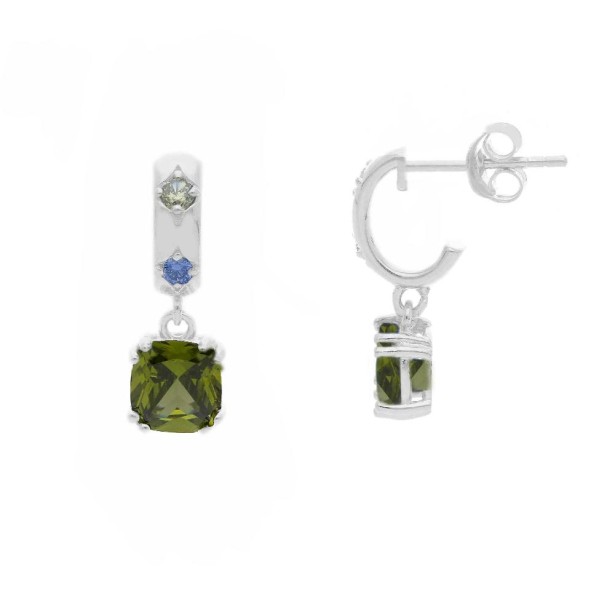 Orecchini pendenti in argento 925/ooo e cristalloartificiale multicolor