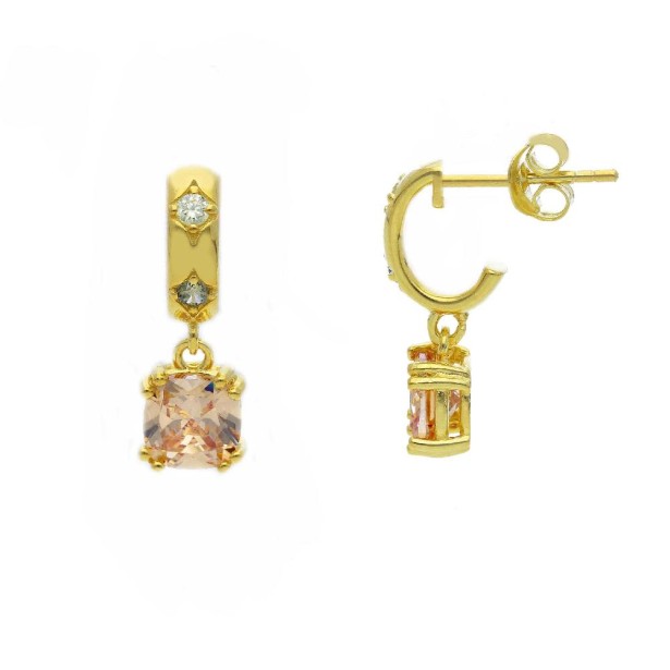 Orecchini pendenti in argento dorato 925/ooo e cristallo artificiale multicolor