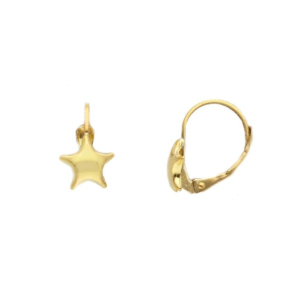 Orecchini monachella in oro giallo 750/°°° con stella