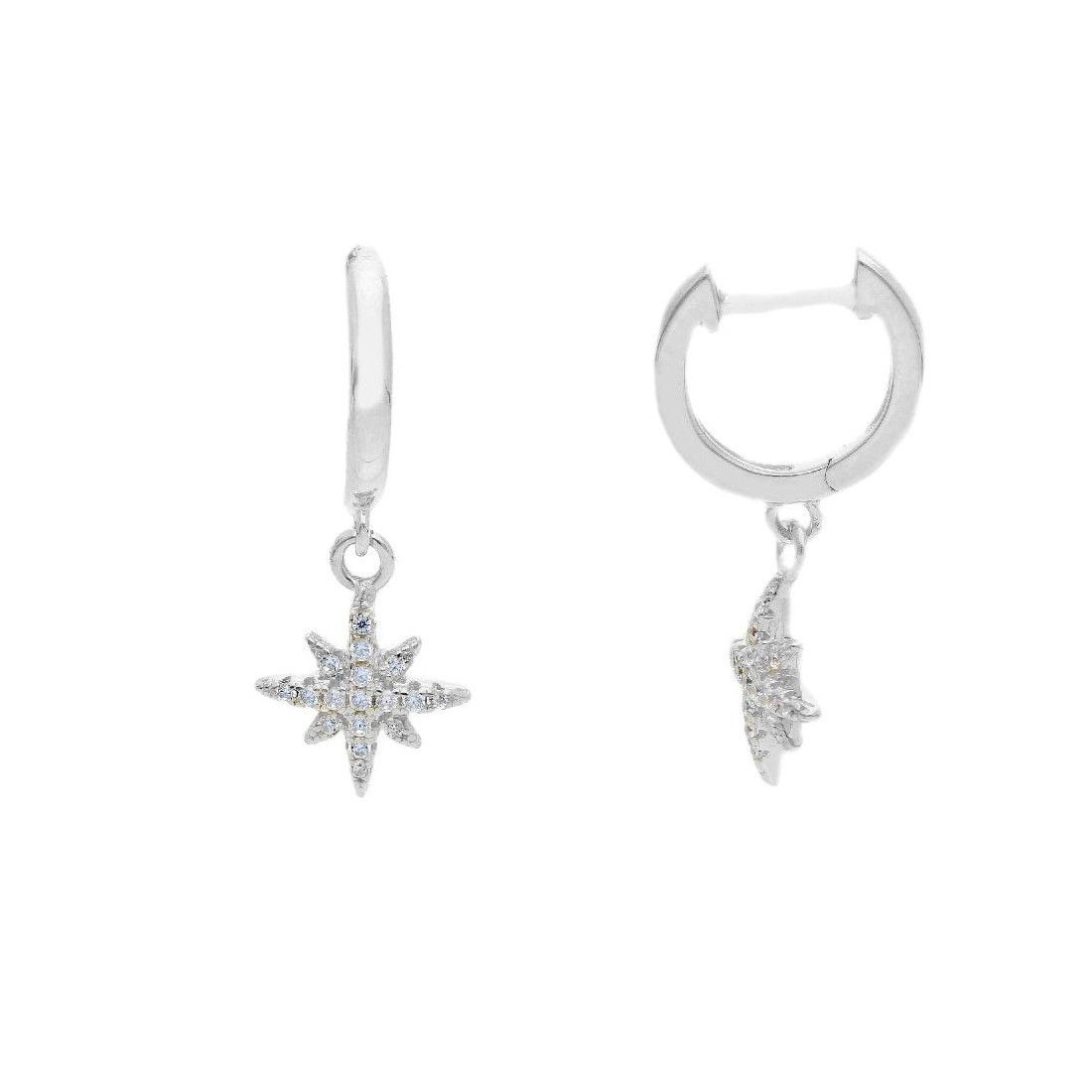 Orecchini pendenti in argento 925/ooo e zirconia con stella