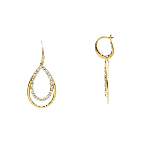 Orecchini pendenti in oro giallo 750/°°° e zirconia cubica
