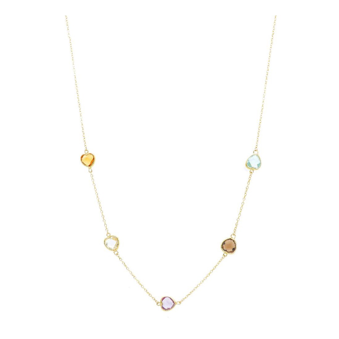 Girocollo in oro giallo 375/°°° e pietre multicolor