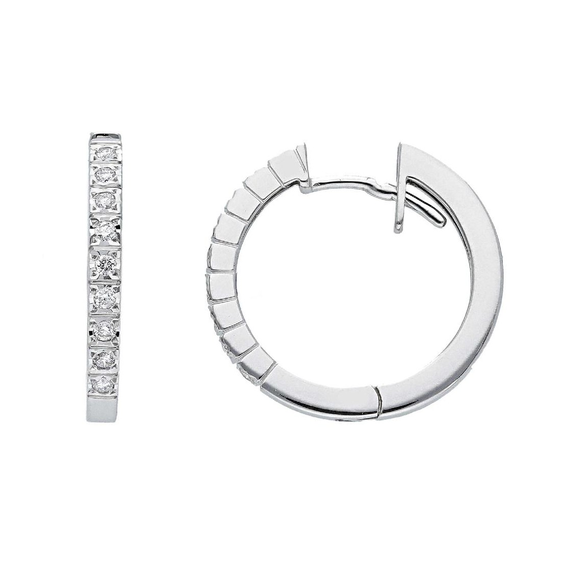 Orecchini cerchio in oro bianco 750/ooo e diamante