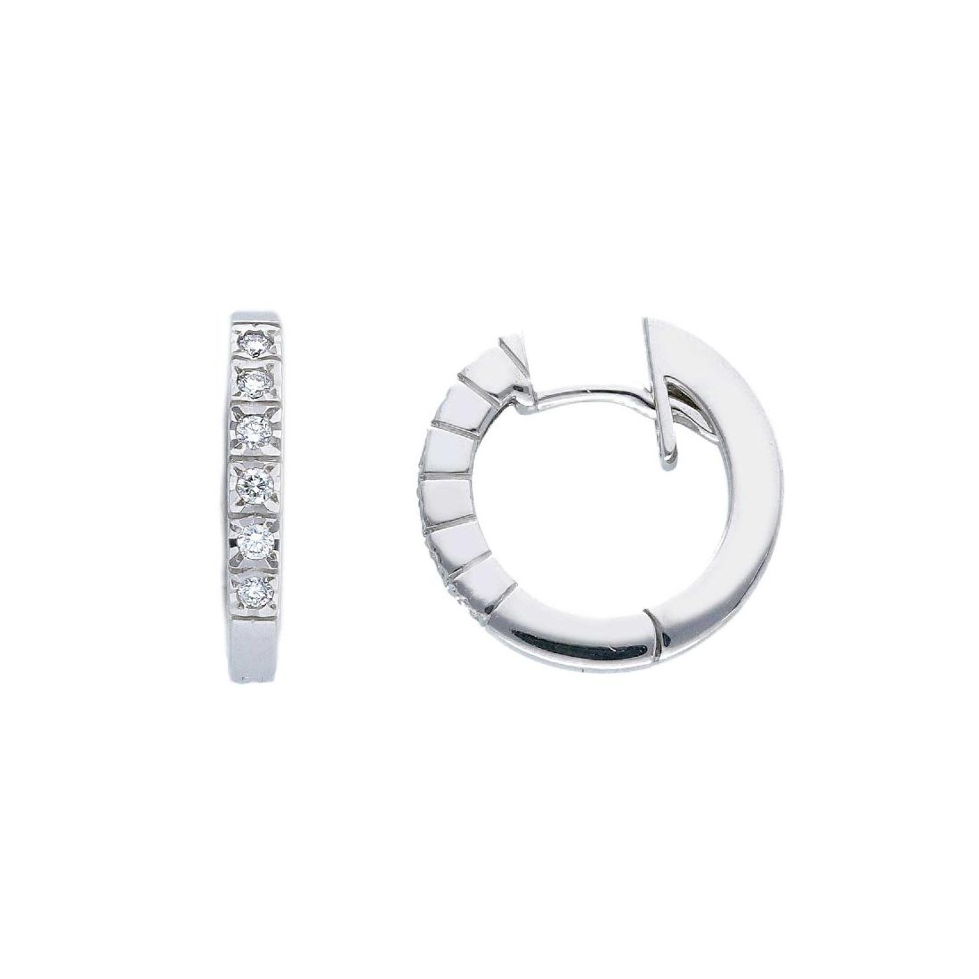 Orecchini cerchio in oro bianco 750/ooo e diamante
