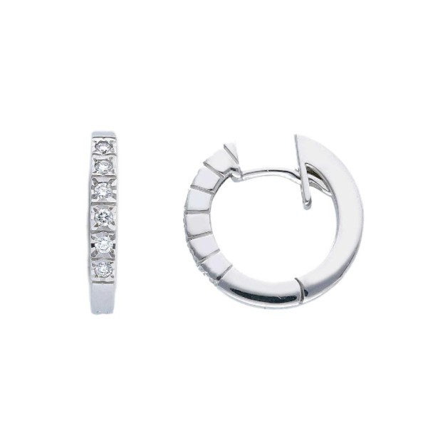 Orecchini cerchio in oro bianco 750/ooo e diamante