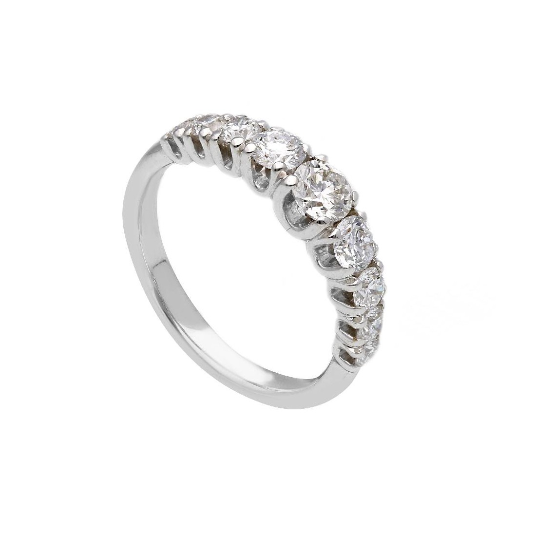 Anello riviere in oro bianco 375/°°° con diamante lab-grown