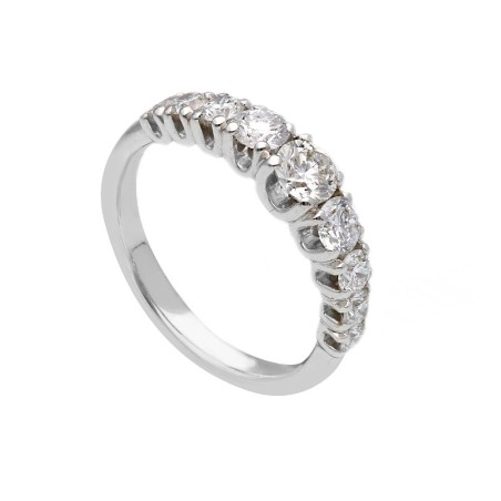 Anello riviere in oro bianco 375/°°° con diamante lab-grown