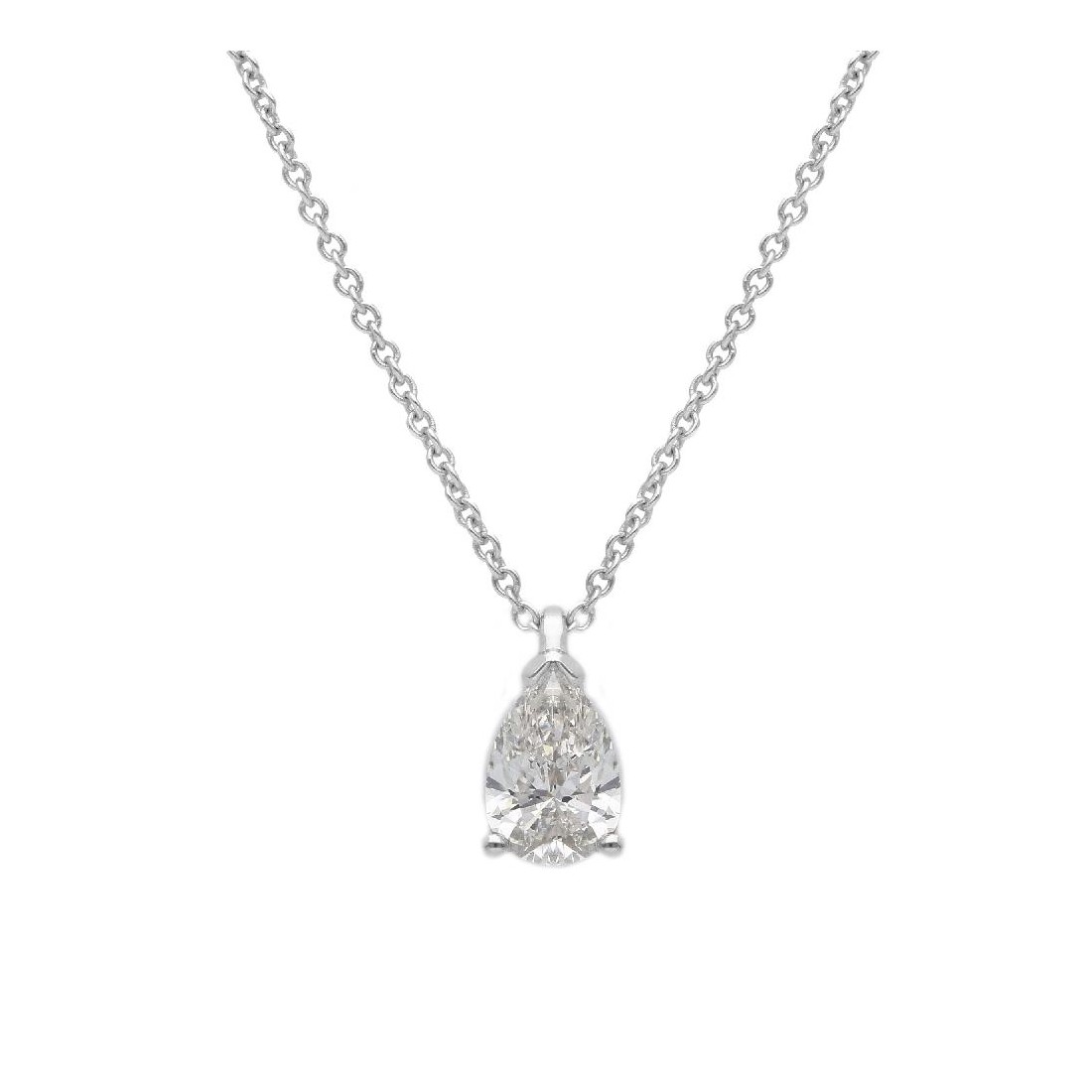 Girocollo in oro bianco 375/°°° con diamante lab-grown con goccia