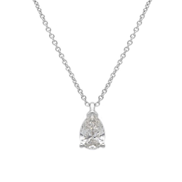 Girocollo in oro bianco 375/°°° con diamante lab-grown con goccia