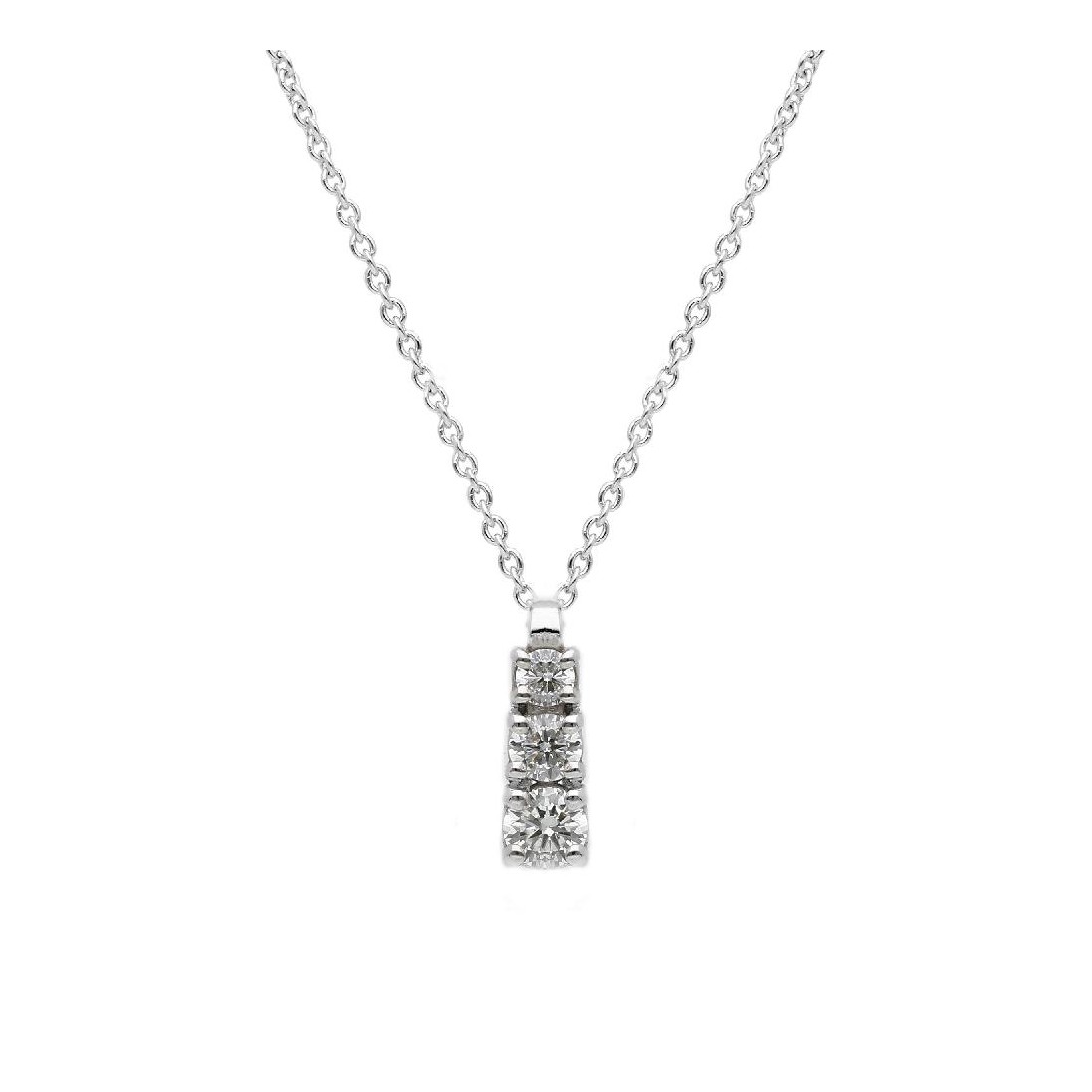 Girocollo trilogy in oro bianco 375/°°° con diamante lab-grown