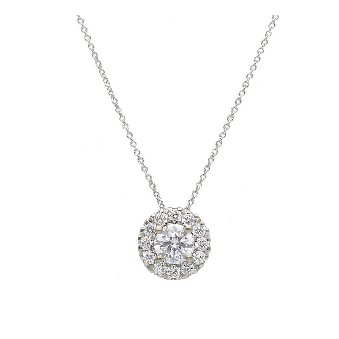 Girocollo in oro bianco 375/°°° con diamante lab-grown