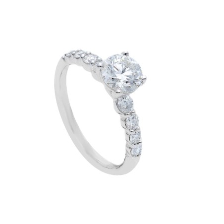 Anello in oro bianco 375/°°° con diamante lab-grown