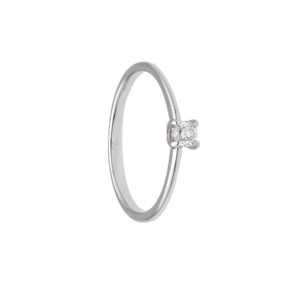 Anello solitario in oro bianco 375/°°° con diamante lab-grown