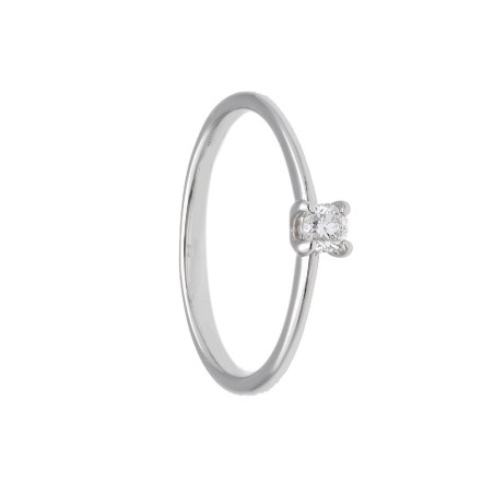 Anello solitario in oro bianco 375/°°° con diamante lab-grown