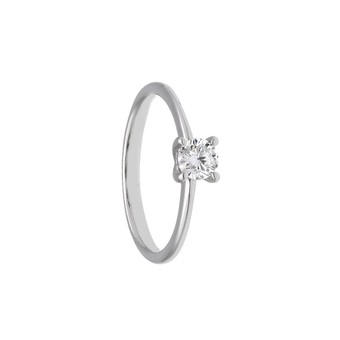Anello solitario in oro bianco 375/°°° con diamante lab-grown