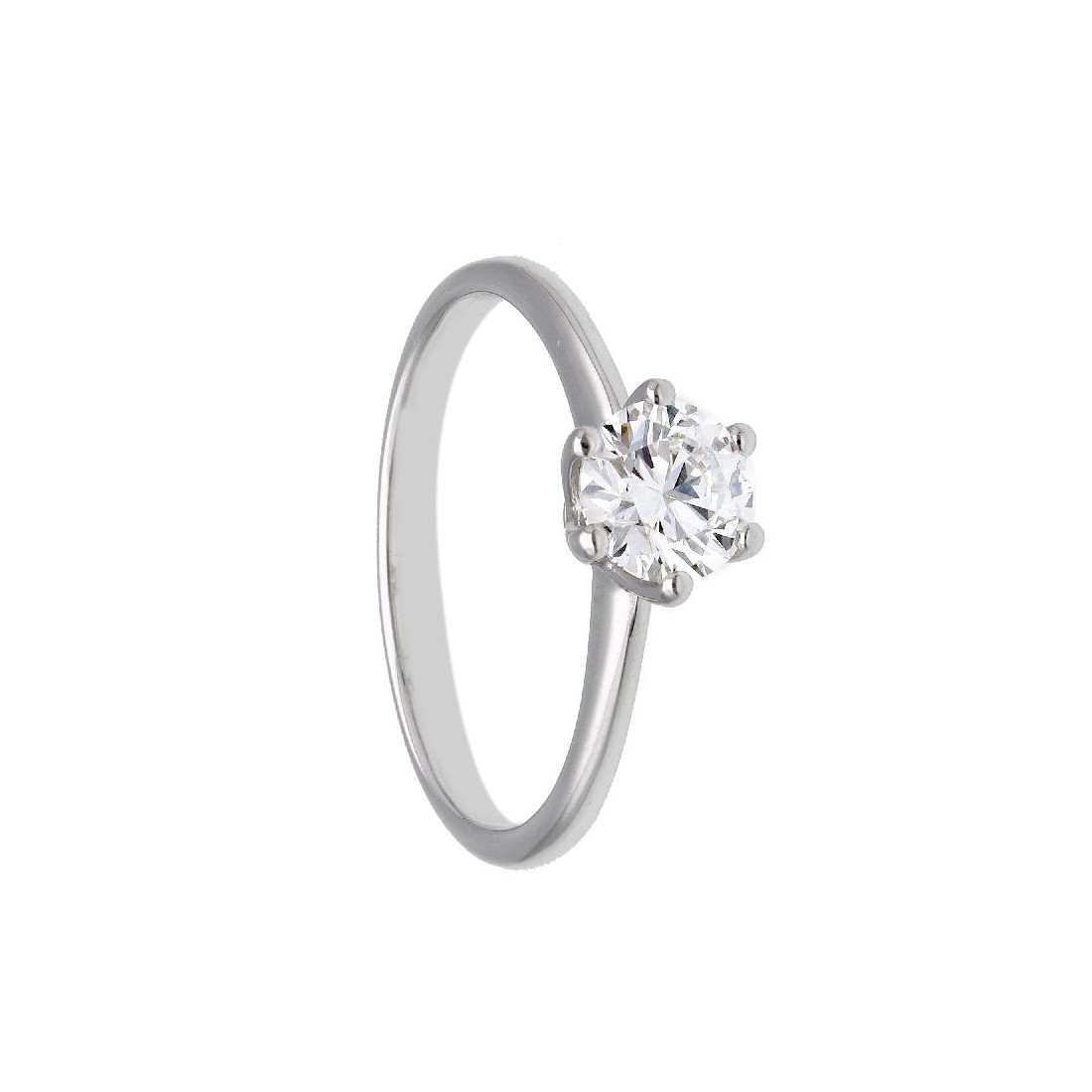Anello solitario in oro bianco 375/°°° con diamante lab-grown