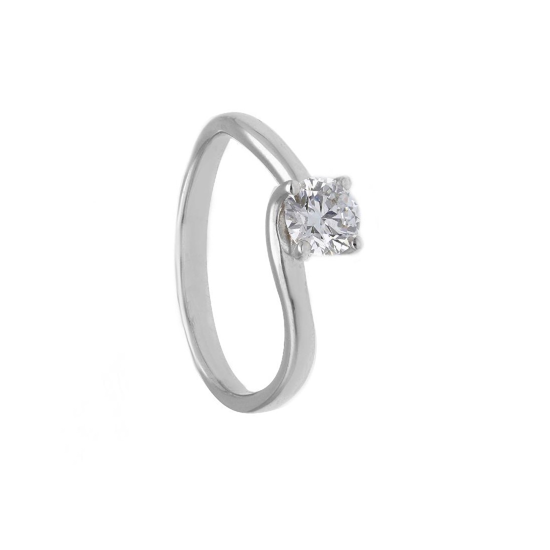 Anello solitario in oro bianco 375/°°° con diamante lab-grown