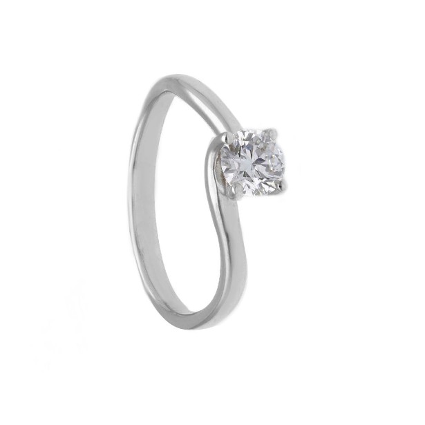 Anello solitario in oro bianco 375/°°° con diamante lab-grown