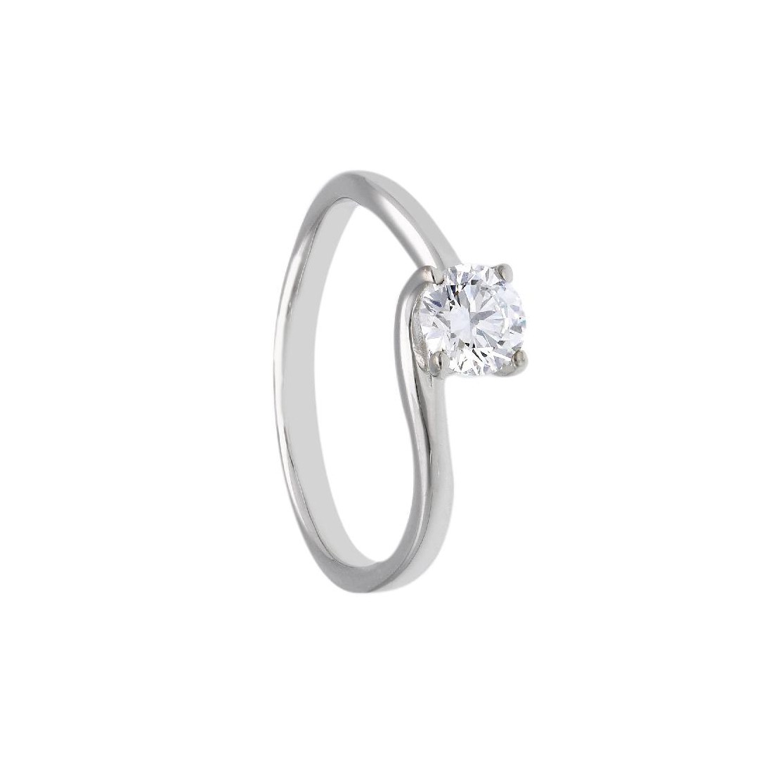 Anello solitario in oro bianco 375/°°° con diamante lab-grown