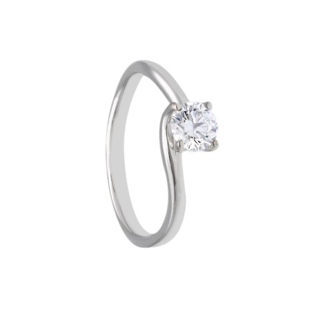 Anello solitario in oro bianco 375/°°° con diamante lab-grown