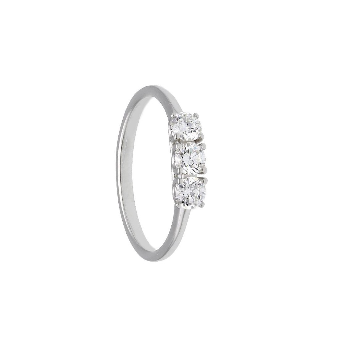Anello trilogy in oro bianco 375/°°° con diamante lab-grown