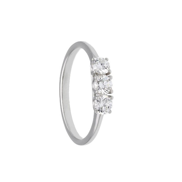 Anello trilogy in oro bianco 375/°°° con diamante lab-grown