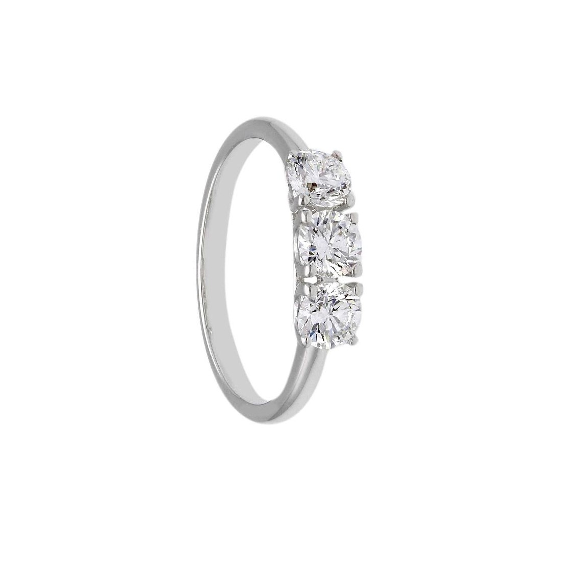 Anello trilogy in oro bianco 375/°°° con diamante lab-grown