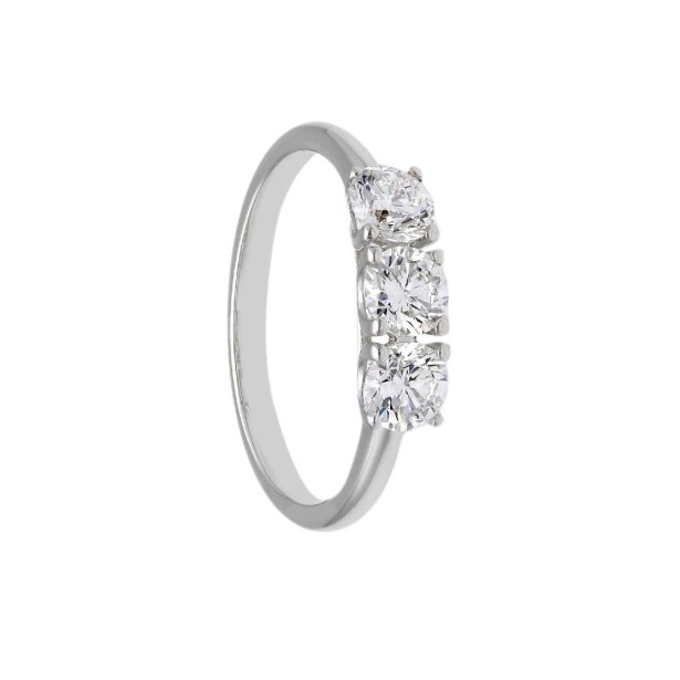 Anello trilogy in oro bianco 375/°°° con diamante lab-grown