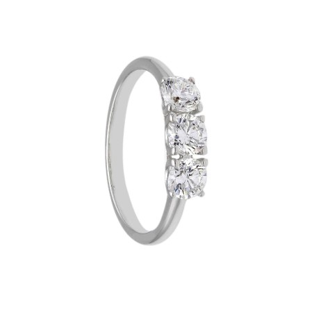 Anello trilogy in oro bianco 375/°°° con diamante lab-grown