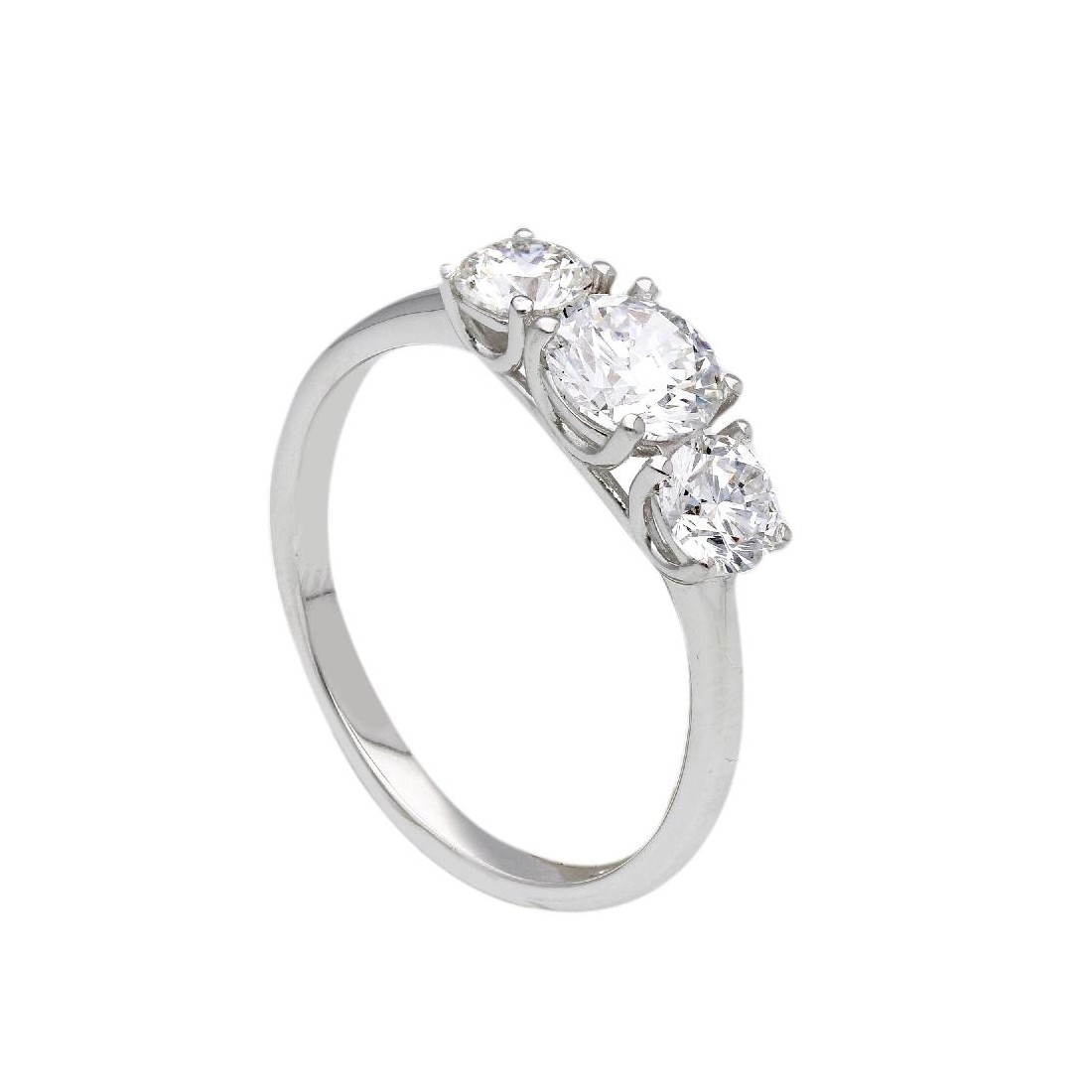 Anello trilogy in oro bianco 375/°°° con diamante lab-grown