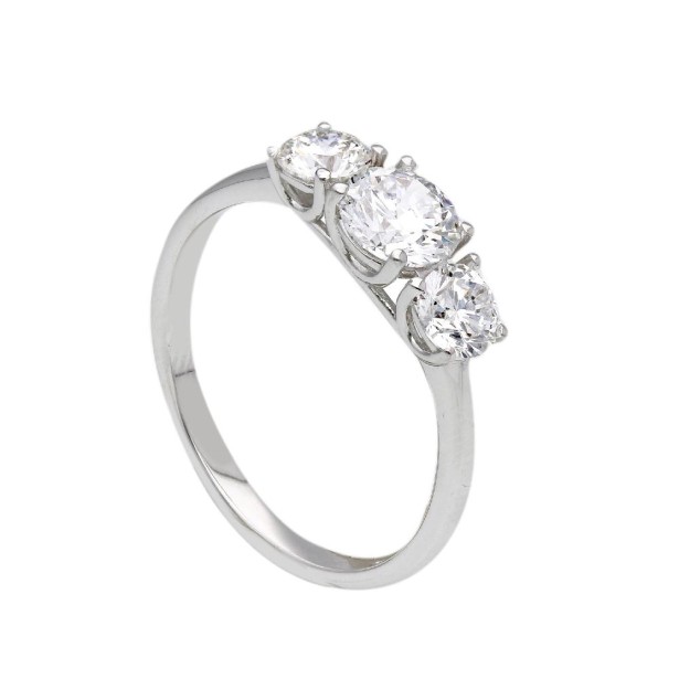 Anello trilogy in oro bianco 375/°°° con diamante lab-grown