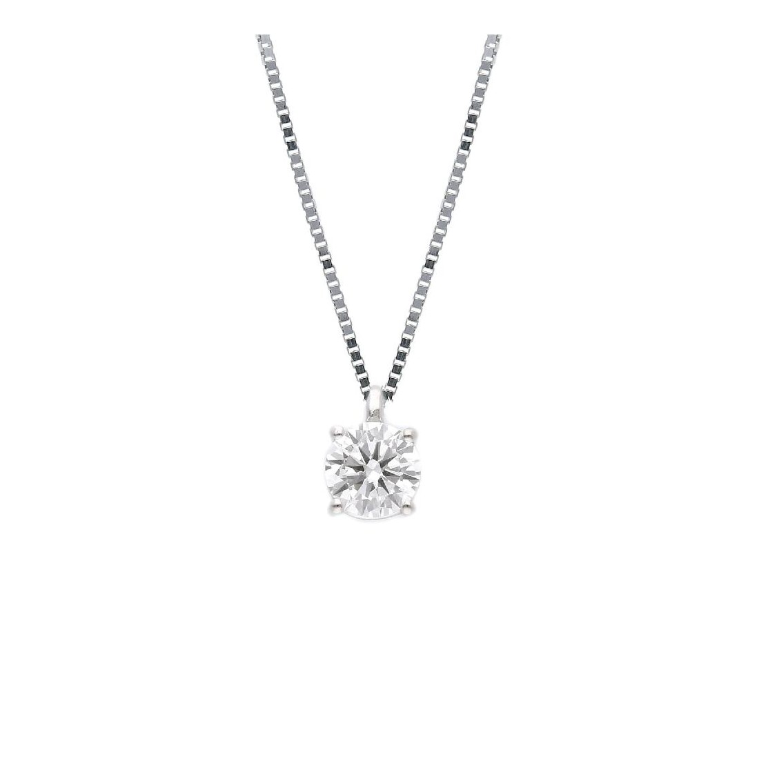 Girocollo punto luce in oro bianco 375/°°° con diamante lab-grown