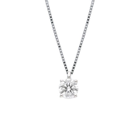 Girocollo punto luce in oro bianco 375/°°° con diamante lab-grown