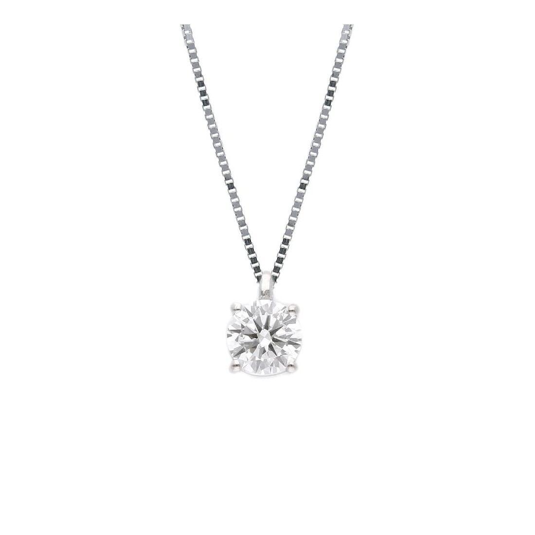 Girocollo punto luce in oro bianco 375/°°° con diamante lab-grown