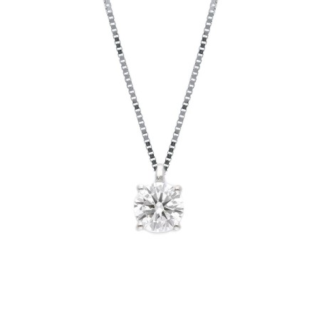 Girocollo punto luce in oro bianco 375/°°° con diamante lab-grown
